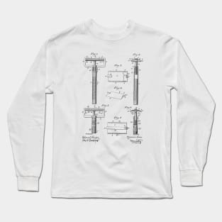 Safety Razor Vintage Patent Hand Drawing Long Sleeve T-Shirt